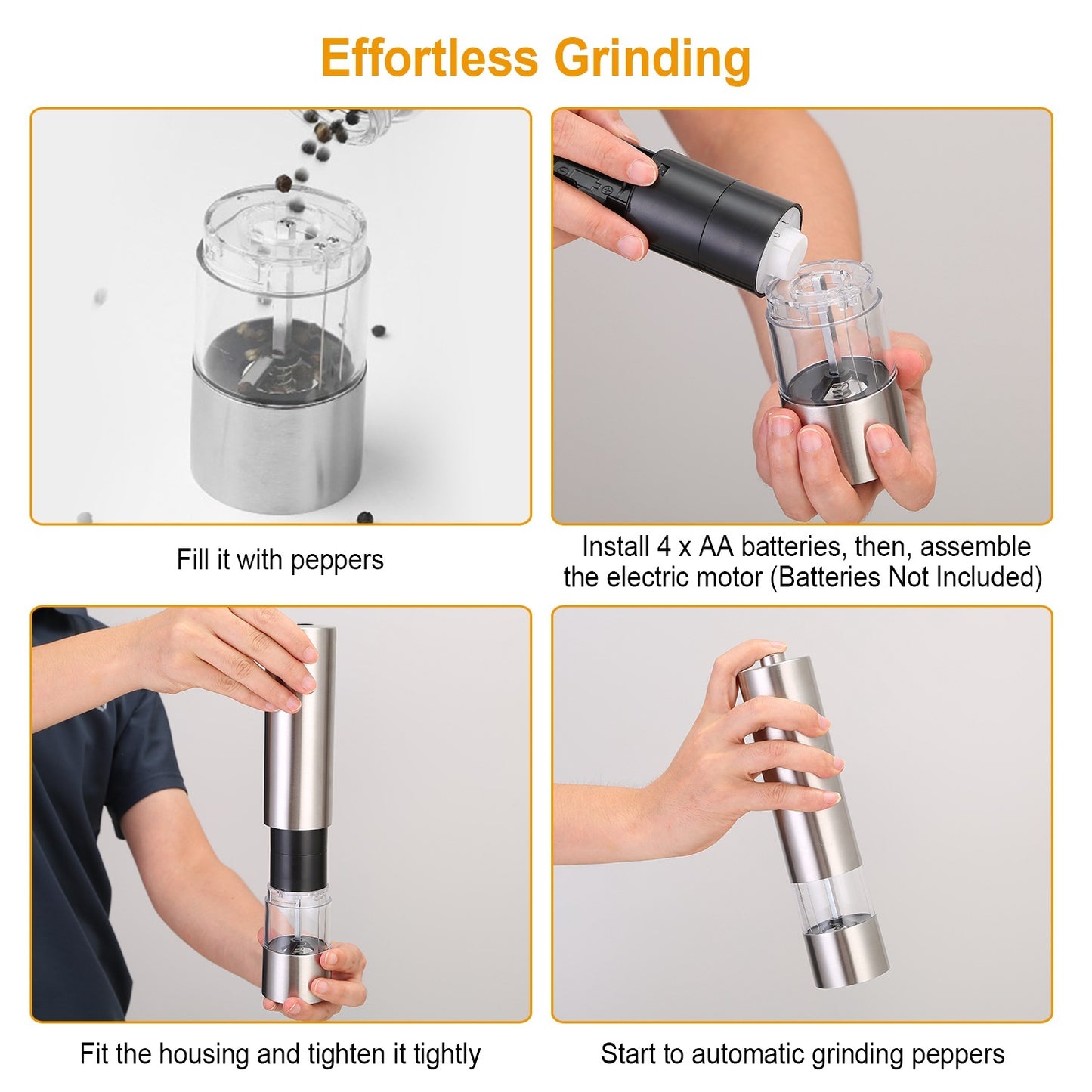 Smart Electric Salt & Pepper Grinder with Light