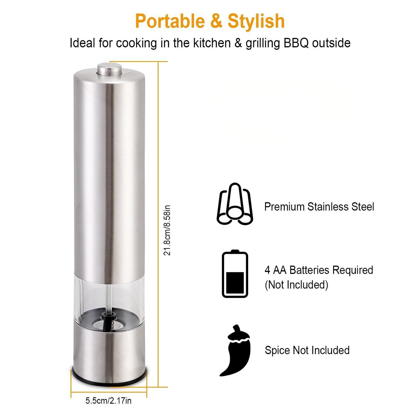 Smart Electric Salt & Pepper Grinder with Light